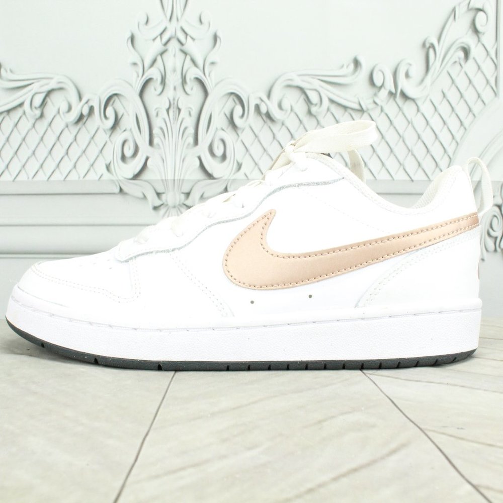 Nike Court Borough Low2 GS White Bronze Leather Casual Sneakers US 4.5Y